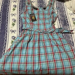 Marvel Women's Blue Plaid Midi Dress